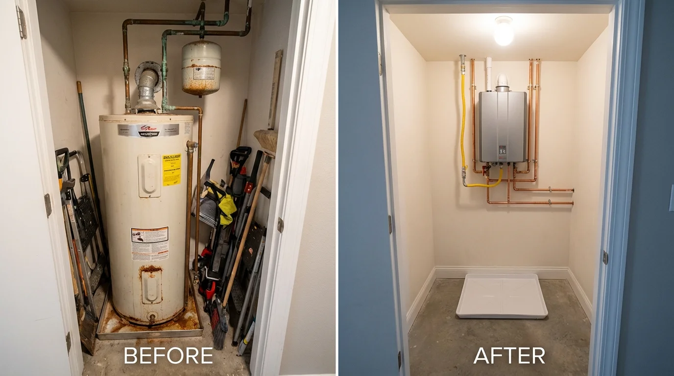 Tank water heater versus wall-mounted tankless unit comparison for Crawfordville, GA homeowners